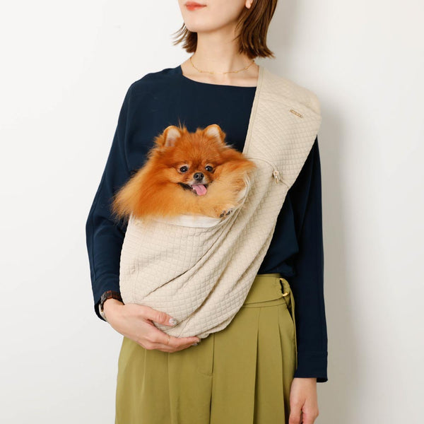 メッシュ付サイズ調整可能グラフチェックドッグスリング【名入れ刺繍対応】